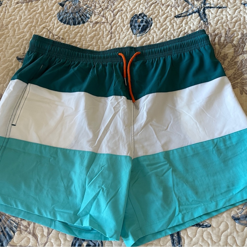 Teal and White Men's Swim Shorts Size 3‎ XL NWT